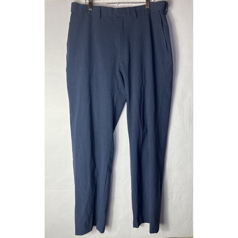 J.M. Haggar Dress Pants Men's Blue Stretch Classic Fit See Pics For Measurements